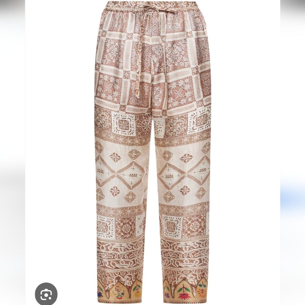 Only Women's Patterned Pants - Brown and Cream